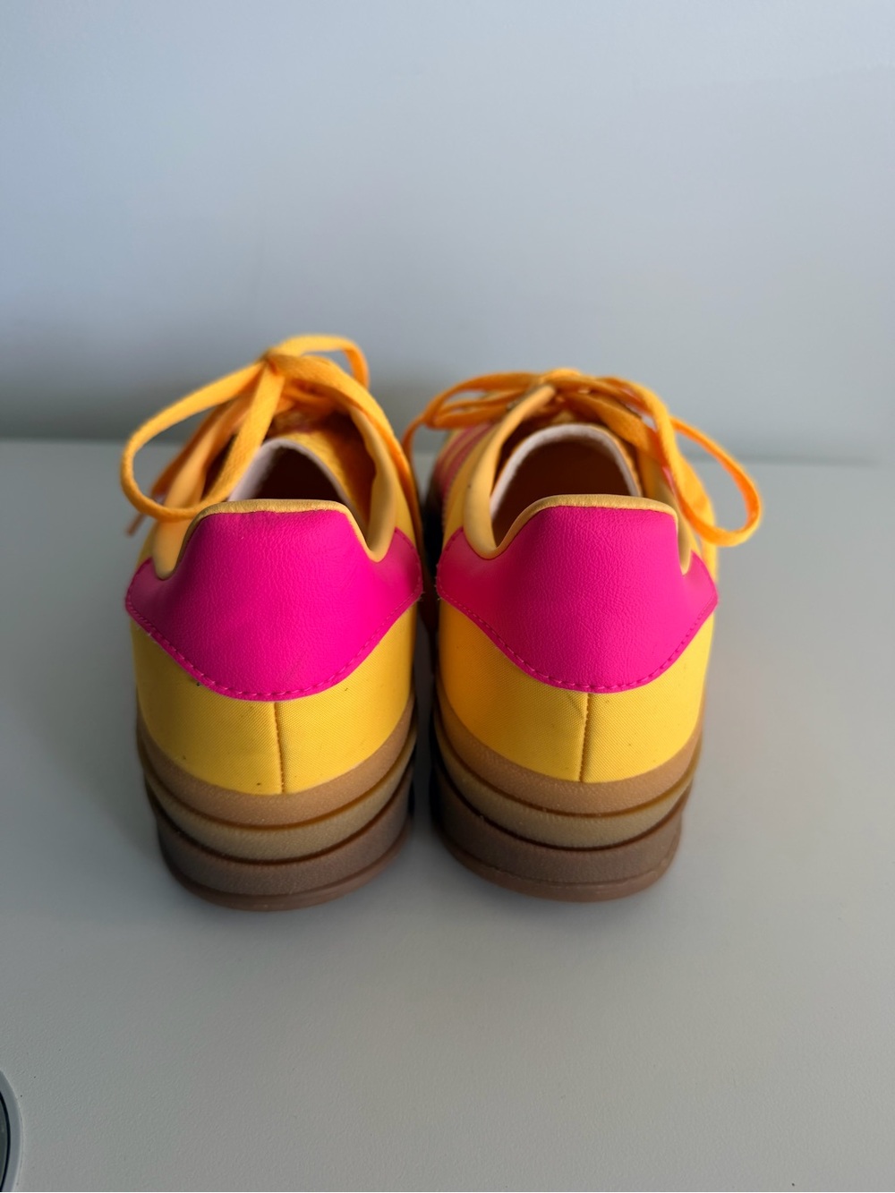 adidas Gazelle Platform Women's Yellow and Pink Retro Sneakers - Picture 3 of 6